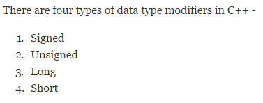 Data Type Modifiers